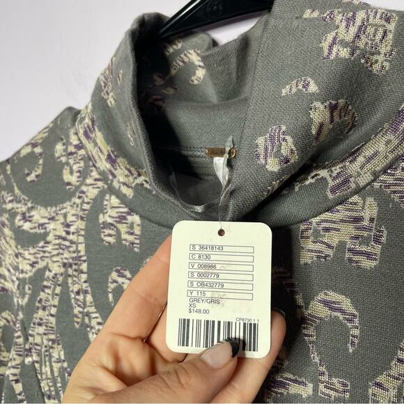 NEW Free People Mock Neck Paisley Long Sleeve Sweater Dress Size XS - Picture 3 of 4